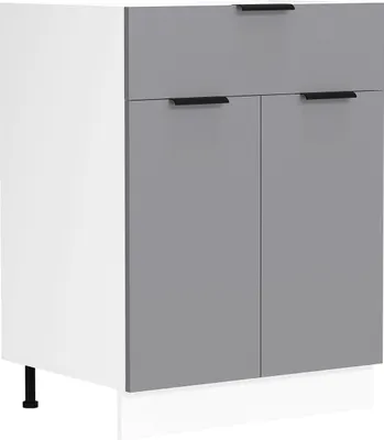 Image de Meuble de cuisine | Dimensions env. H. 82 x W. 60 x. T. 46 cm | Cabinet avec deux portes et un tiroir | Mobilier de cuisine - Fasola