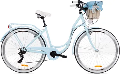Produktbild von Goetze Mood 28 Zoll City Bike, 18 Zoll Tiefeinsteiger, 7-Gang Shimano Tourney, V-Bremse, LED-Beleuchtung, Komfortsattel, Rattankorb mit Bezug