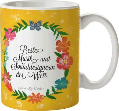Produktbild von Mr. & Mrs. Panda Tasse Musik- und Sounddesignerin - Geschenk, Studium, Teetasse, Schenken, Kaffeebecher, Abschied, Berufsschule, mit Motiv, Becher, Kaffeetasse, Beruf