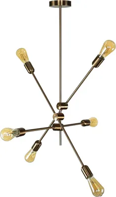 Produktbild von Sputnik Pendelleuchte Metall verstellbar in Messing 6-flammig für E27 Hängeleuchte Esszimmer Hängelampe Wohnzimmer