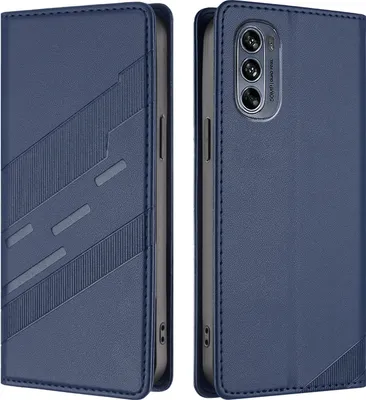 Produktbild von Hülle für Motorola Moto G62 5G, Kunstleder Brieftaschen Handyhülle mit Kartenfach und Standfunktion Blau