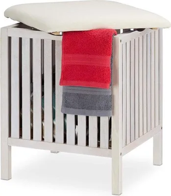 Image de Rangement de salle de bain en bois 40 L, blanc, 53 x 41 x 41 cm
