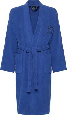 Produktbild von CARLO COLUCCI Bademantel Kimono-Stil Vito für Herren | 100 % Baumwolle | Frottier | knielang | Logostickerei & Logoschriftzug | Gürtel | XL | Royalblau