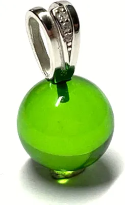 Produktbild von Silberanhänger 925/- rhodiniert karibischer Bernstein grün Kugel 12mm + Zirkonia Kettengleiter