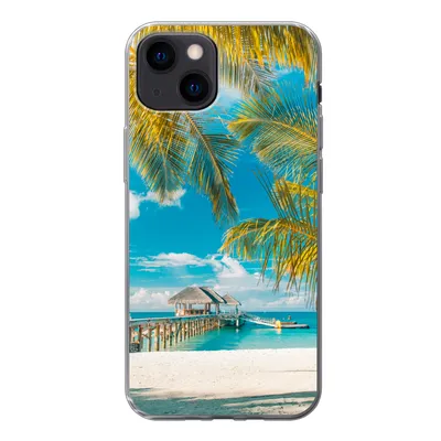 Produktbild von MuchoWow® Handyhülle Schutzhülle Hülle für iPhone 13 mini Strand - Palme - Meer Silikon Softcase Handy Hülle - Softcase