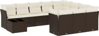 Produktbild von 11-tlg. Garten-Sofagarnitur mit Kissen Braun Poly Rattan
