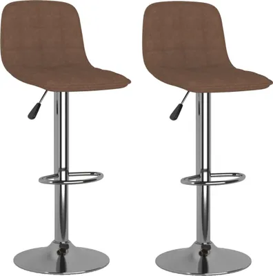 Productafbeelding van vidaXL Barkruk, 2 stuks, bruin, met stoffen bekleding