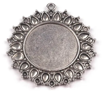 Produktbild von 1 Verzierter Anhänger mit Cabochon-Fassung Ø 40mm Kettenanhänger Schmuckanhänger