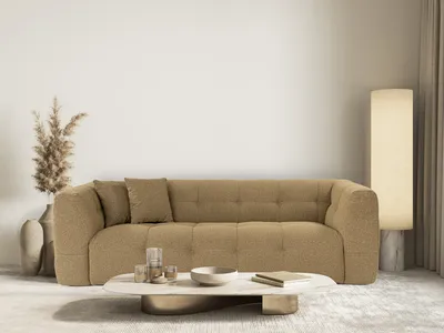 Produktbild von Hanah Home, Cady - Khaki, 3-Sitzer-Sofa, BUCHENHOLZ / SPANPLATTEN, Khaki, 235 x 100 x 72 cm