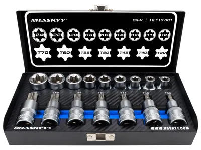 Produktbild von T30-T70 I E10-E24 Innen-Aussen-Torx-Steck-Nuss-Schlüssel-Set-Satz 1/2 Torx-Nüsse