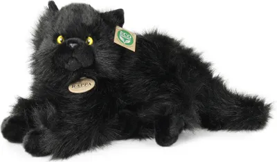 Image de RAPPA Chat en peluche noir couché 30 cm ECO-FRIENDLY