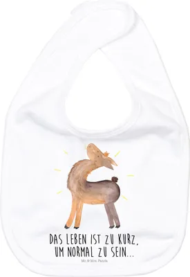 Produktbild von Mr. & Mrs. Panda Lätzchen Lama Stolz - Weiß - Geschenk, Lamas, Familie, Sabber, Schlabberlatz, Für Babys, Anders, Family, Baumwoll-Lätzchen, Beste Freundin