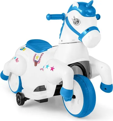 Obrázok produktu pre Detská elektrická motorka s hudbou & LED & Elektrická motorka s cvičnými kolesami pre deti od 3 rokov, modrá