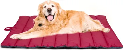 Produktbild von wasserdichte Hundematte für Outdoor, Waschbares Hundebett, Antistatik, Hygienisch, Faltbar, Große Reisedecke für Haustier 110x68 cm (Rot/Grau)