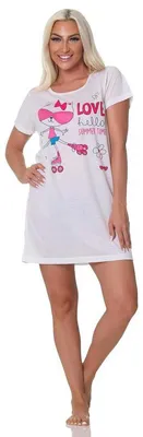 Produktbild von Damen Bigshirt Nachthemd Sleepshirt Nachtwäsche; Ecru/S/36