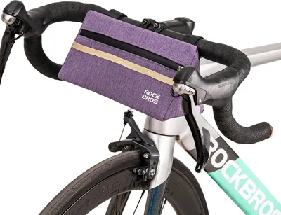 Immagine prodotto di ROCKBROS borsa manubrio bici borsa triangolo 1.3L borsa anteriore per bici da strada, MTB, viola