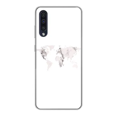 Produktbild von MuchoWow® Handyhülle Schutzhülle Hülle für Samsung Galaxy A30s Weltkarte - Marmor - Weiß Silikon Softcase Handy Hülle - Karteninhaber