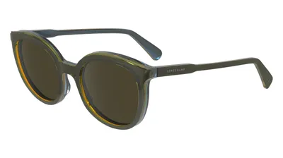 Image de LONGCHAMP LO739S 310, modèle olive/bleu azur, dimensions 50/20/140, lunettes de soleil pour femmes