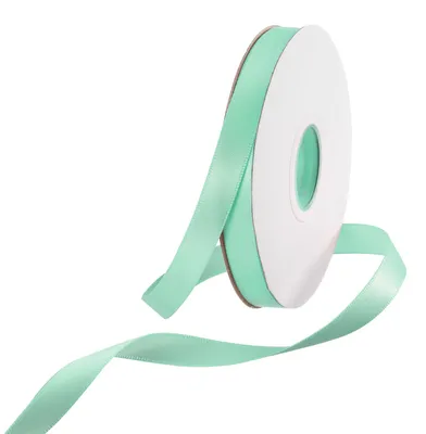 Productafbeelding van Satijnlint - Dubbelzijdig grosgrainlint - Voor decoratie en knutselwerk - 1 cm x 91,44 meter - Turquoisegroen