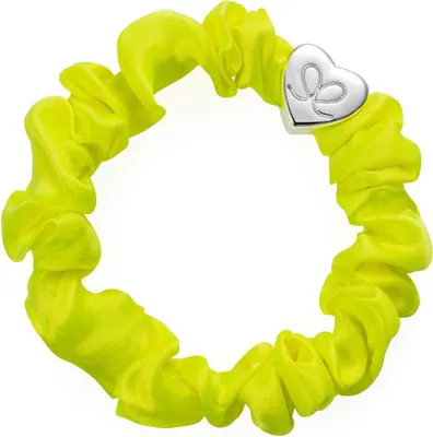 Obrázek produktu pro By Eloise London Silver Heart Silk Scrunchie Lemon Yellow