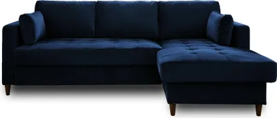 Image de Lisa Design Anna - canapé d'angle droit - 4 places - convertible avec coffre - en velours , Bleu nuit