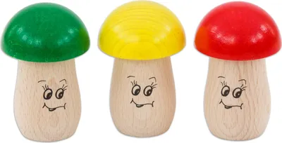 Produktbild von Betzold Pilzshaker Musikinstrument 3er-Set, Babyrassel, Höhe 9 cm, Ø 5,5 cm