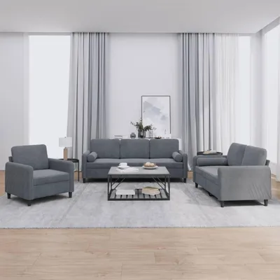 Obrázok produktu pre vidaXL 3-dielna sedacia súprava s vankúšmi Dark Grey Velvet