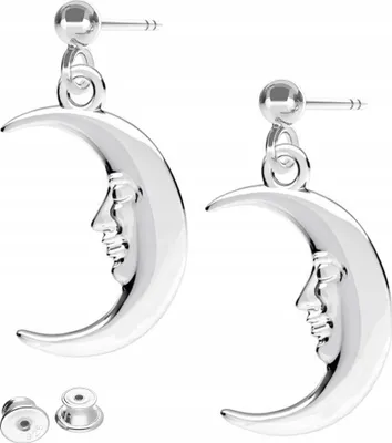 Produktbild von Silber Mond Ohrringe Nachtsichel mit Mondgesicht SILBER 925