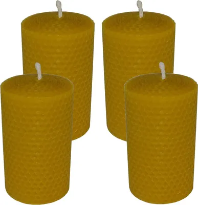 Produktbild von Famanu Set von 4 gerollten Bienenwachskerzen - handgemacht - 100 x 60 mm