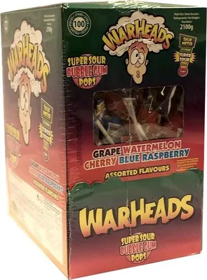 Produktbild von Fiesta Mega Warheads Super Sour Bubble Gum Pops (Supersaure Kaugummi Lutscher)
