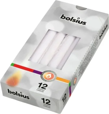 Zdjęcie produktu dla BOLSIUS Świeca Stołowa Stożkowa Tradycyjna Szpica Biała 245/24MM