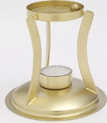 Produktbild von Räucherstövchen Eisen Gold Höhe 12 cm mit Teelicht