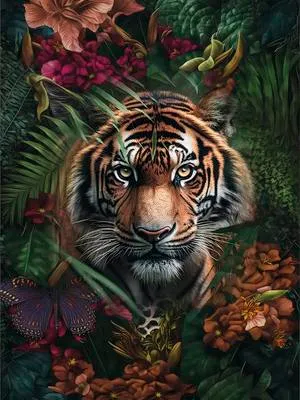 Produktbild von Leinwandbild Tiger In The Jungle 84x116 cm