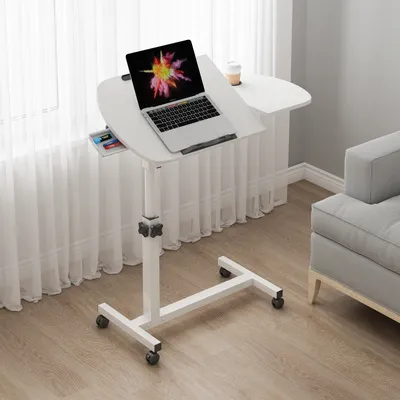 Produktbild von Laptoptisch Bürotisch mit Rollen Computertisch mit Schublade 60x40cm Arbeitstisch höhenverstellbar