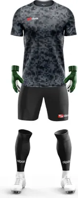 Produktbild von alpas Torwartset Kurzarm Goal (Trikot + Hose + Strümpfe) Schwarz M/L