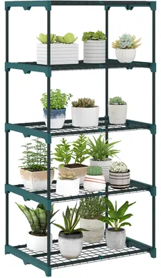 Produktbild von 5-stufiges Pflanzenregal aus Stahl, Drahtregale, 67 x 49 x 138 cm, Dunkelgrš¹n