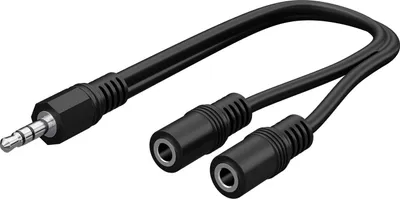 Obrázek produktu pro Goobay 50464 Audio Y kabelový adaptér 3,5 mm, 1x samec 2x samice stereo, 0,2 m, černý - jack 3,5 mm samec (3-pin, stereo) > 2x jack 3,5 mm samice (3-pin, stereo)
