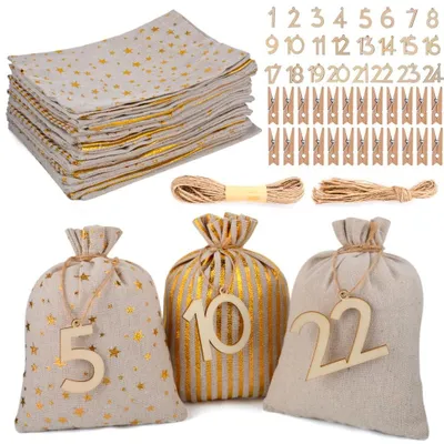 Productafbeelding van Solidchoice - DIY Adventskalender Set met Zakjes en Hangers