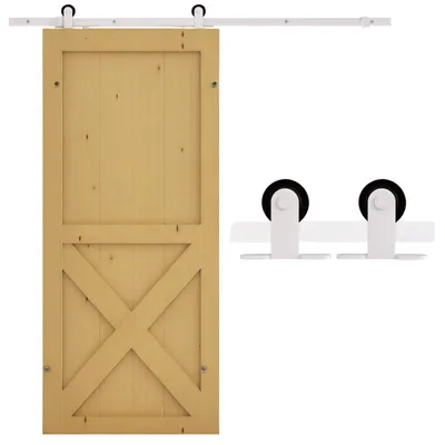 Productafbeelding van Schuifdeurrailsysteem, stille rollers, ruimtebesparend, koolstofstaal, wit, 183 cm
