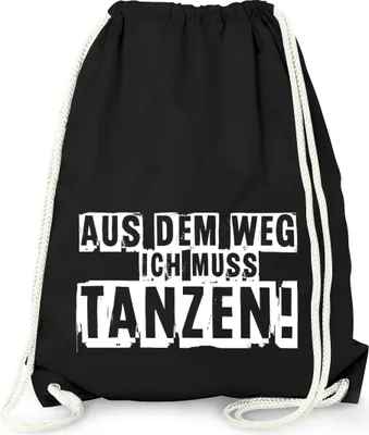 Produktbild von Turnbeutel aus dem Weg ich muss tanzen Hipster Beutel Tasche Sportbeutel Gymsac Gymbag Moonworks® schwarz unisize