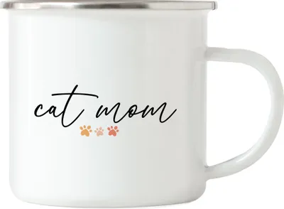 Produktbild von Cat Mom Katzenliebhaber Geschenkidee Katzenmama Katzenfans Emaille Tasse