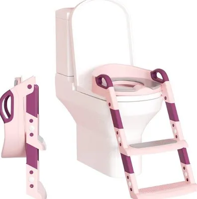 Produktbild von Famanu Toilettrainer für Kinder mit klappbarem Töpfchen und höhenverstellbarem Design - mit Polyurethangepolstertem Sitz