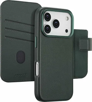 Image de Accezz Bibliothèque en cuir 2-en-1 avec MagSafe pour Apple iPhone 17 Pro - Cedar Green