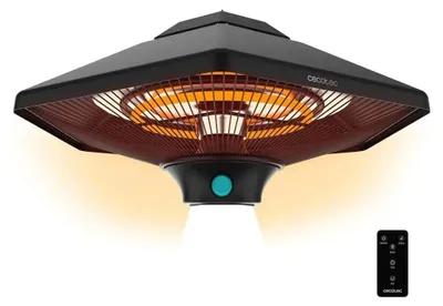 Image de Cecotec Chauffage électrique extérieur au plafond ReadyWarm 2000 Power Ceiling. 2000 W à 3 niveaux, Technologie halogène