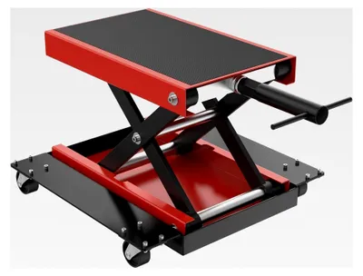 Produktbild von Motorradheber mit Bodenplatte 500 kg, höhenverstellbare Scherenhebebühne 125–375 mm, Motorradlift mit 4 Rollen für Reparatur und Wartung, stabil und hochbelastbar