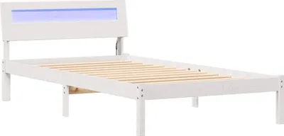 Produktbild von vidaXL Bettrahmen mit Kopfteil Weiß 90 x 190 cm Massives Kiefernholz