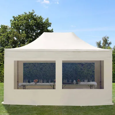 Produktbild von TOOLPORT 3x4,5m Stahl Faltpavillon, inkl. 4 Seitenteile, creme