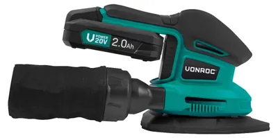 Imagen del producto de Lijadora multiusos inalámbrica - 20 voltios - Batería de iones de litio - Triangular - Con bolsa para polvo - Para madera, plástico y metal