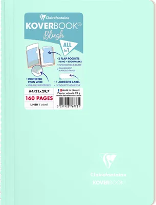 Produktbild von Clairefontaine 5x Spiralblock A4, 80 Blatt liniert Minze/Puderrosa 376773C