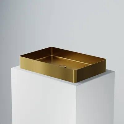 Immagine prodotto di Steinberg Série 442 lavabo à poser, angulaire, acier inox, sans trou pour robinet, sans trop-plein, 600x400x100mm, 4427110BG, 4427110BG